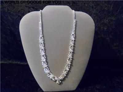 DAVIDS BRIDAL BOUTIQUE RHINESTONE SILVERTONE 16 18 NECKLACE JEWELRY 