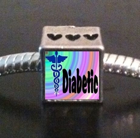 Diabetic Diabetes Photo European Bead Cube Charm  