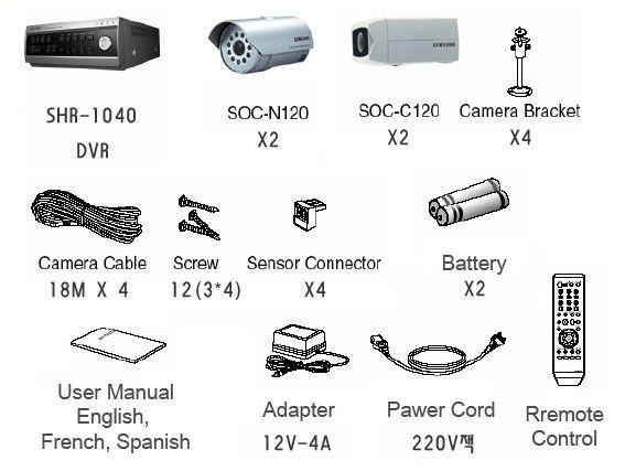   SHR 1040K DIY Security System/160Gb DVR + 4 Color Surveillance Camera