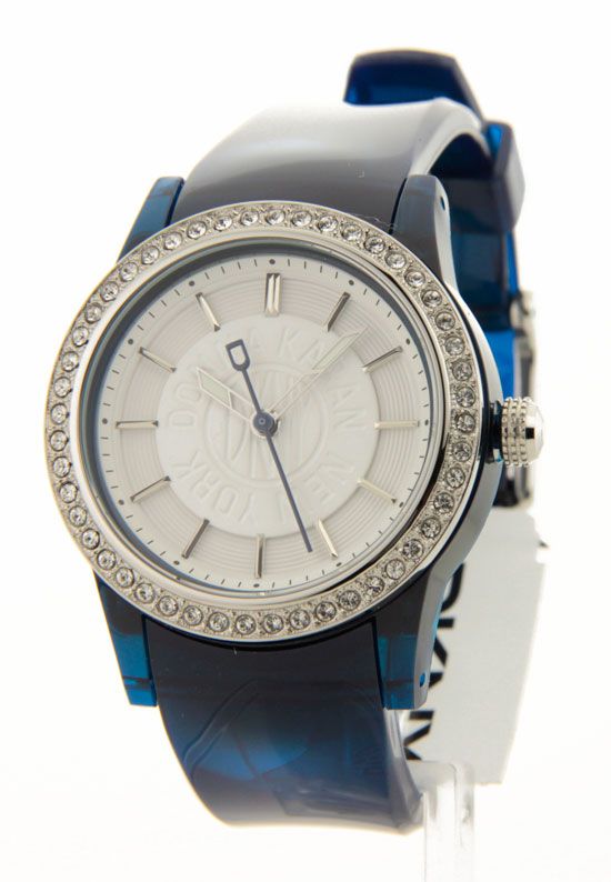 Womens DKNY Donna Karan Rubber NY8106 Fashion Crystal Watch NEW 