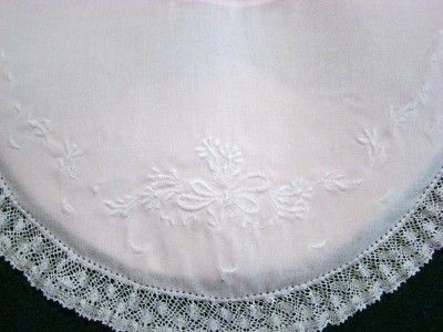 FELTMAN BROTHERS PINK BATISTE BIB W/EMBROIDERY & LACE  