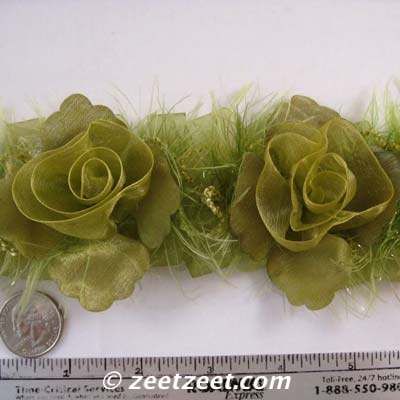 APPLE~OUTRAGEOUS FLORAL~Organdy Flower Organza Trim  