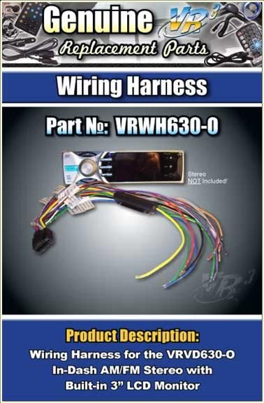 VR3 VRVD630 Car stereo DVD Replacement Wiring Harness X  