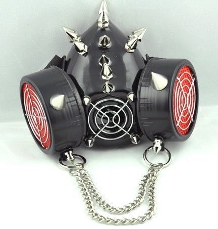 ROAD WARRIOR GAS MASK CHAIN BLACK METAL INDUSTRIAL SPIK  