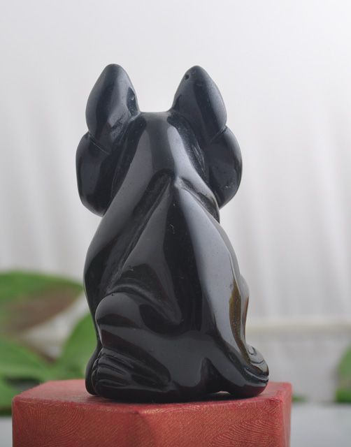 Obsidian Carving Fox Gemstone Crystal Figurine 3  