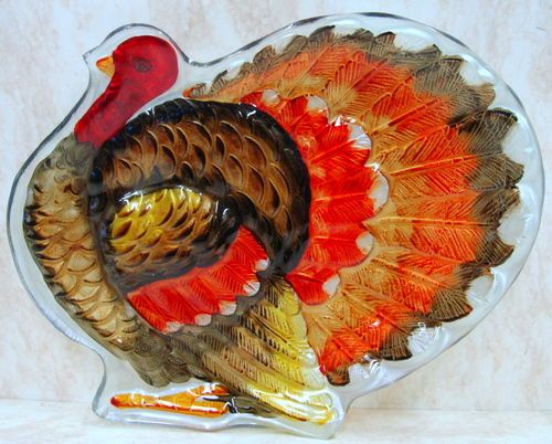 FUSION GLASS Cornucopia PLATTER Thanksgiving 1706730  