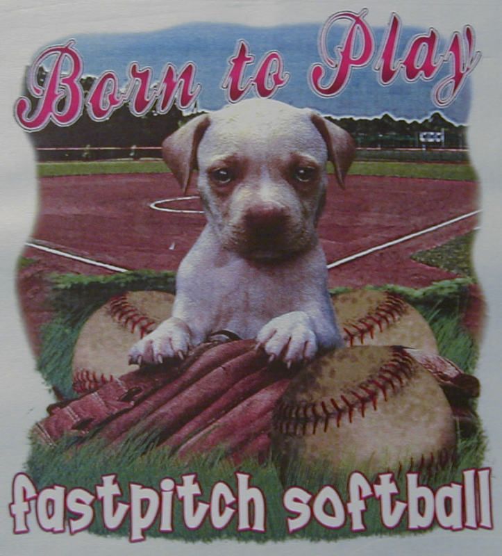 BORN TO PLAY FASTPITCH SOFTBALL DOG GLOVE SHIRT  