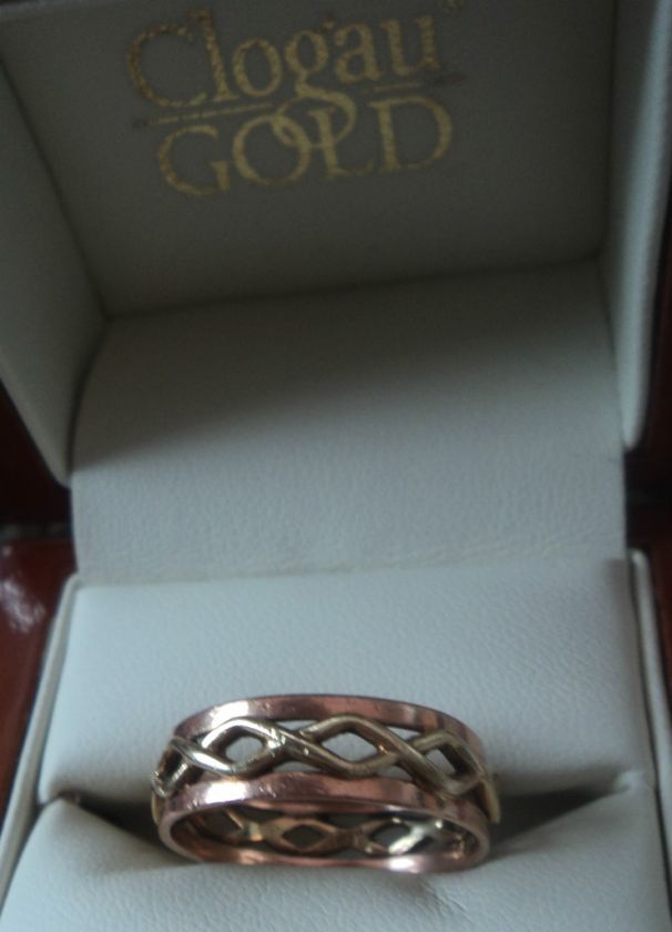 Clogau Welsh 9ct Rose & Yellow Gold Celtic Weave Ring   Size S  