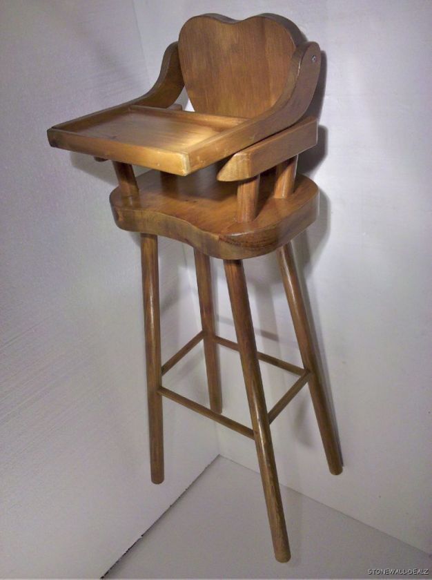 HANDMADE WOODEN DOLL HIGH CHAIR  