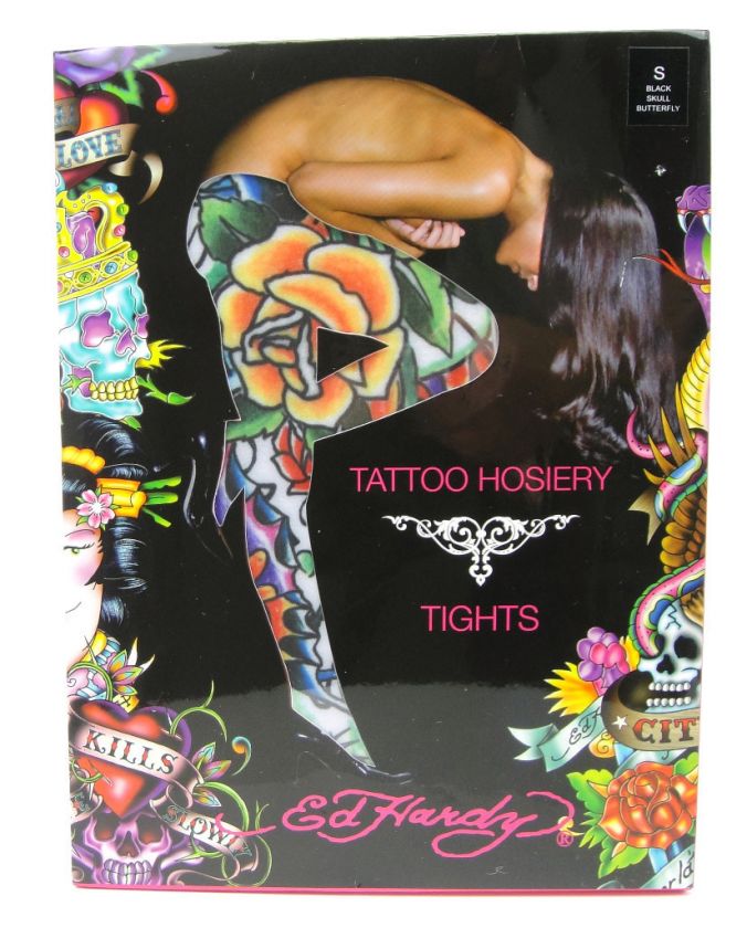 Ed Hardy Tattoo Hosiery Tights Stockings Wte Skull Bufy  