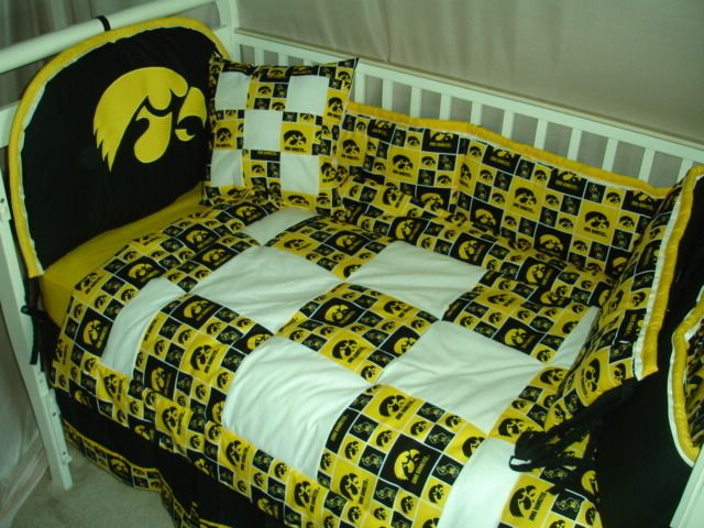 Baby Nursery Crib Bedding Set w/Iowa Hawkeyes fabric  