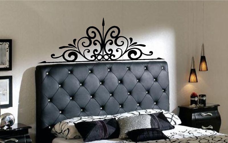 Iron Scroll Headboard Vinyl Wall Decal Decor Lettering  