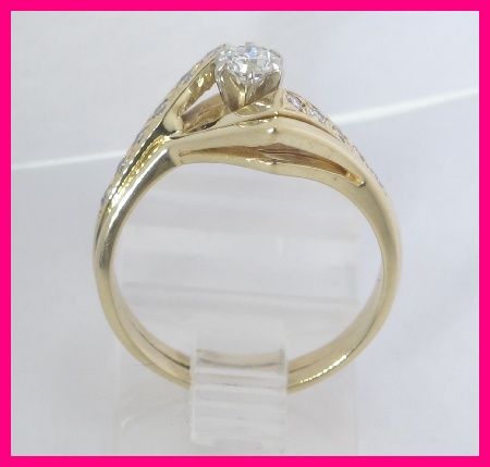 14k Yellow Gold 2 Piece Unique Round Diamond Wedding Ring Set .44ct 