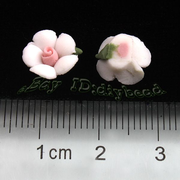 80x New White Ceramic Flower Stick on Charm Embellishment Applique 