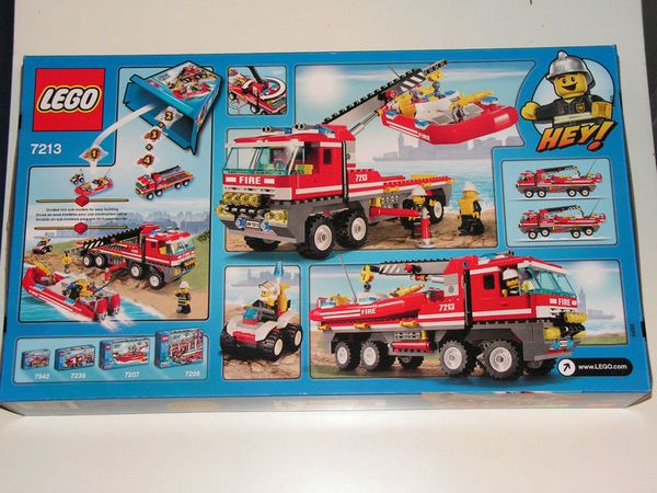 LEGO City 7213 Off Road Fire Truck & FireBoat 388 pcs NEW & Sealed 