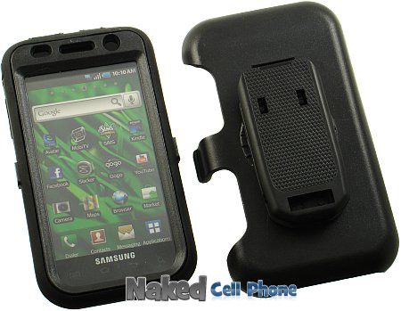 BLACK CASE+SKIN+HOLSTER BELT CLIP FOR SAMSUNG VIBRANT  