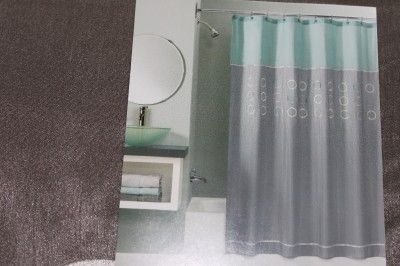 PERI WOODLAND CIRCLES FABRIC SHOWER CURTAIN AQUA/GRAY  