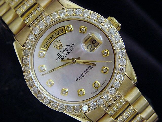 MENS ROLEX 18K GOLD DAY DATE PRESIDENT DIAMOND WATCH  