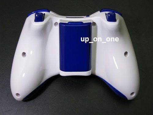 CUSTOM GLOSSY WHITE XBOX 360 WIRELESS CONTROLLER BLUE ROL ABXY GUIDE 