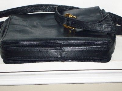   Supple Navy Blue Leather Cross Body Messenger Bag Handbag EUC  