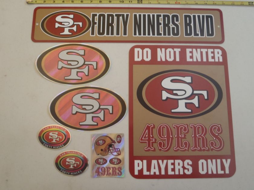 San Francisco 49ers NFL Stickers & Street Sign Lot Rare  