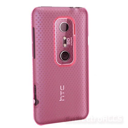 Pink Hard Hole Net Mesh Back Case Cover for HTC EVO 3D New  