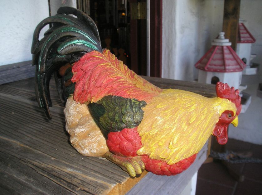 ROOSTER FIGURINE STATUE SHELF SITTING ROOSTER  