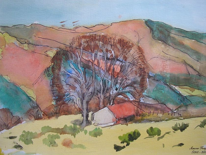 PAINTING SIMONE FONFREIDE FAUVIST LANDSCAPE AUVERGNE 39  