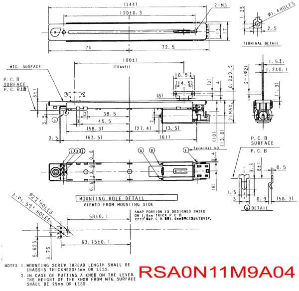 ALPS Motorfader RSA0N11M9 touch sensitive 100mm Mono  