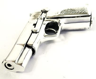 SEMI AUTO HANDGUN PISTOL GUN STERLING SILVER PENDANT  