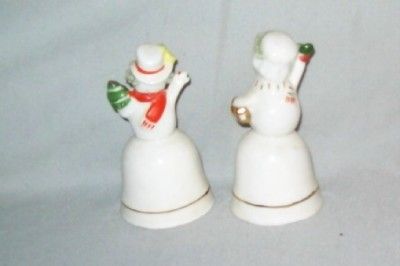 Bone China Christmas Bells Vintage Treasure Masters Taiwan Snowman 