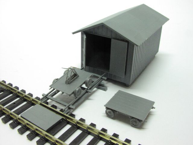 CMA Handcar Shed Kit with handcar & pushcar #7011  