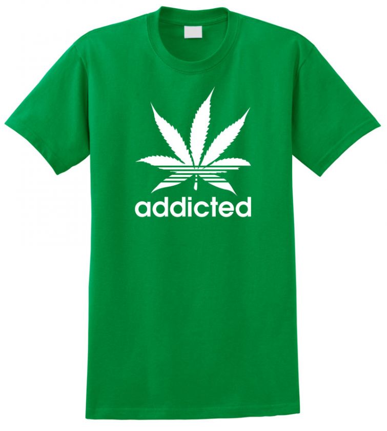 ADDICTED Marijuana T shirt weed pot  