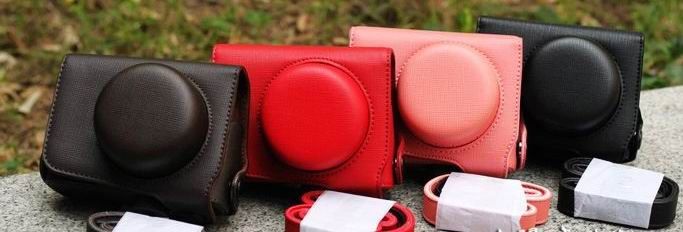 Leather case bag For NIKON 1 J1 camera 10mm Lens black coffee red pink 