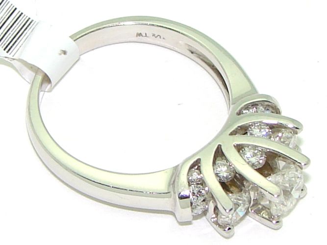 New Three Stone 14kt Gold 1.5ct Diamond Engagement Ring  