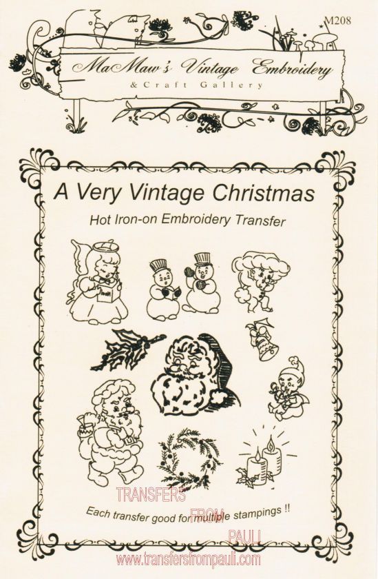   Vintage Christmas Hot Iron Embroidery Transfers 857690003213  