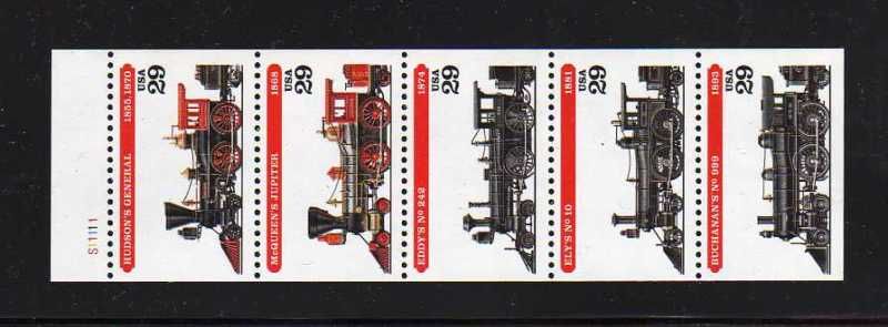 USA Scott 2847a never folded booklet pane, Locomotives  