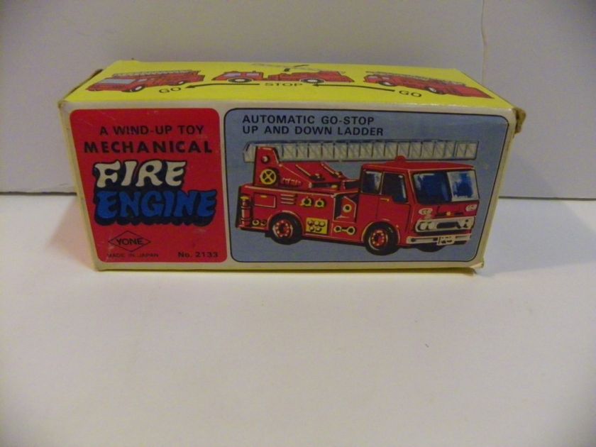 Japanese Yone Fire Engine Wind Up Toy w/Original Box  